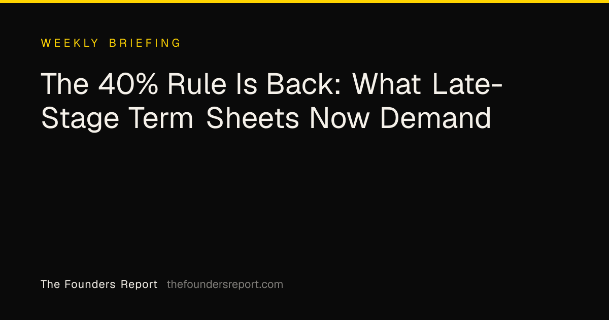 The 40% Rule Is Back: What Late-Stage Term Sheets Now Demand