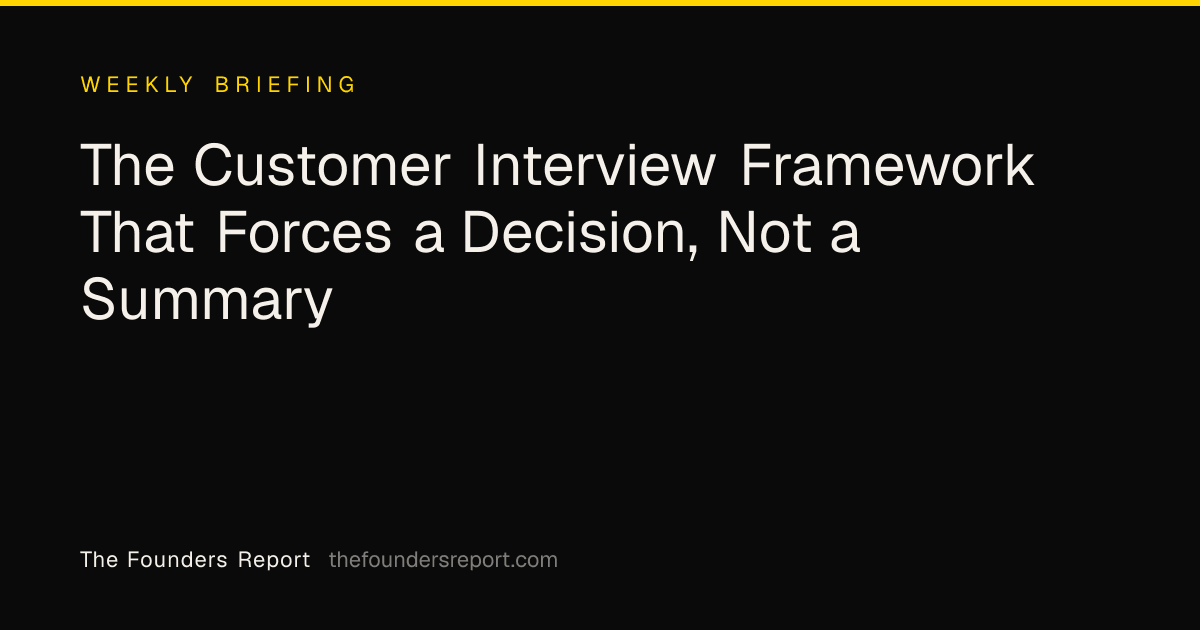 The Customer Interview Framework That Forces a Decision, Not a Summary
