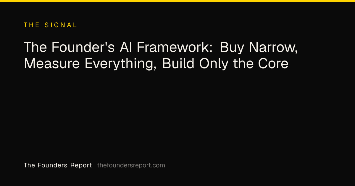 The Founder's AI Framework: Buy Narrow, Measure Everything, Build Only the Core